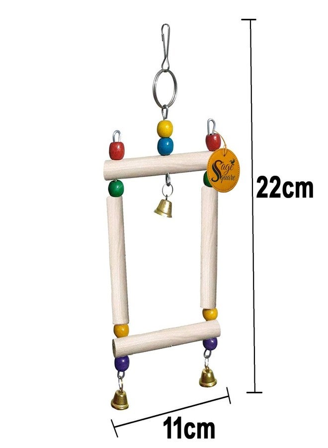 سايج سكوير لعبة خرز خشبية طبيعية مرحة مربعة الشكل من سيج، لعبة مرحة، إكسسوارات قفص، لعبة زينة للببغاوات، والبادجي، والكوكاتيل، وطيور الحب، والعصافير الصغيرة الأخرى. - Image 2